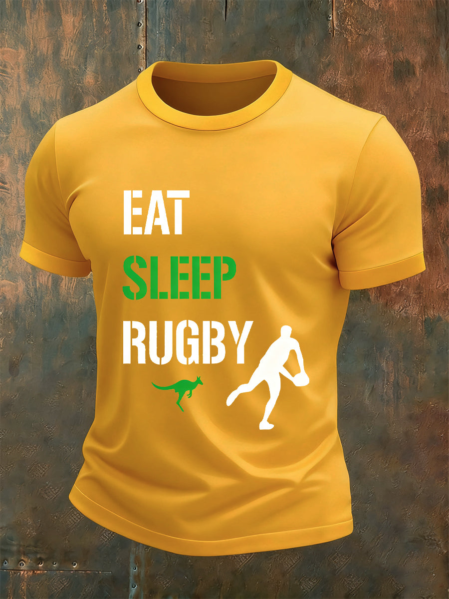 Men's Christmas Animal Art Casual Crew Neck Short Sleeve Shirt