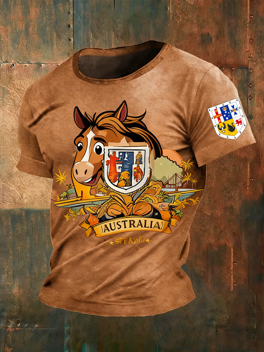 Men's Retro Australian Christmas Art Casual T-Shirt