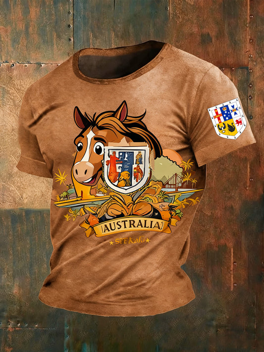 Men's Retro Australian Christmas Art Casual T-Shirt