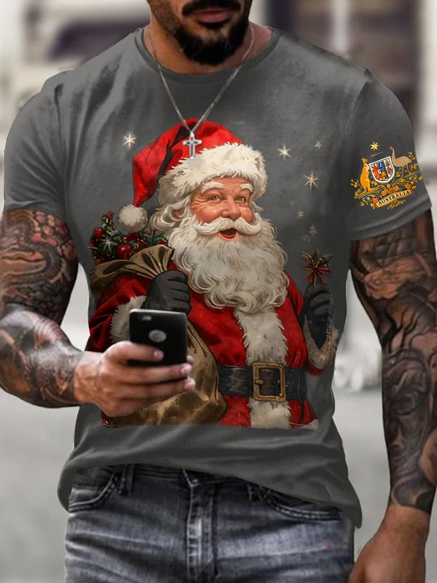 Men's Retro Australian Christmas Art Casual T-Shirt