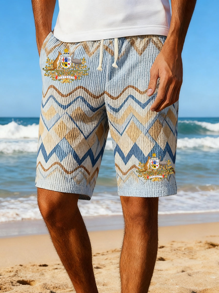 Men's Australian Christmas Art Print Summer Vacation Beach Surfing Shorts Swim Trunks
