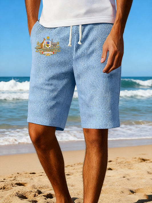 Men's Australian Christmas Art Print Summer Vacation Beach Surfing Shorts Swim Trunks