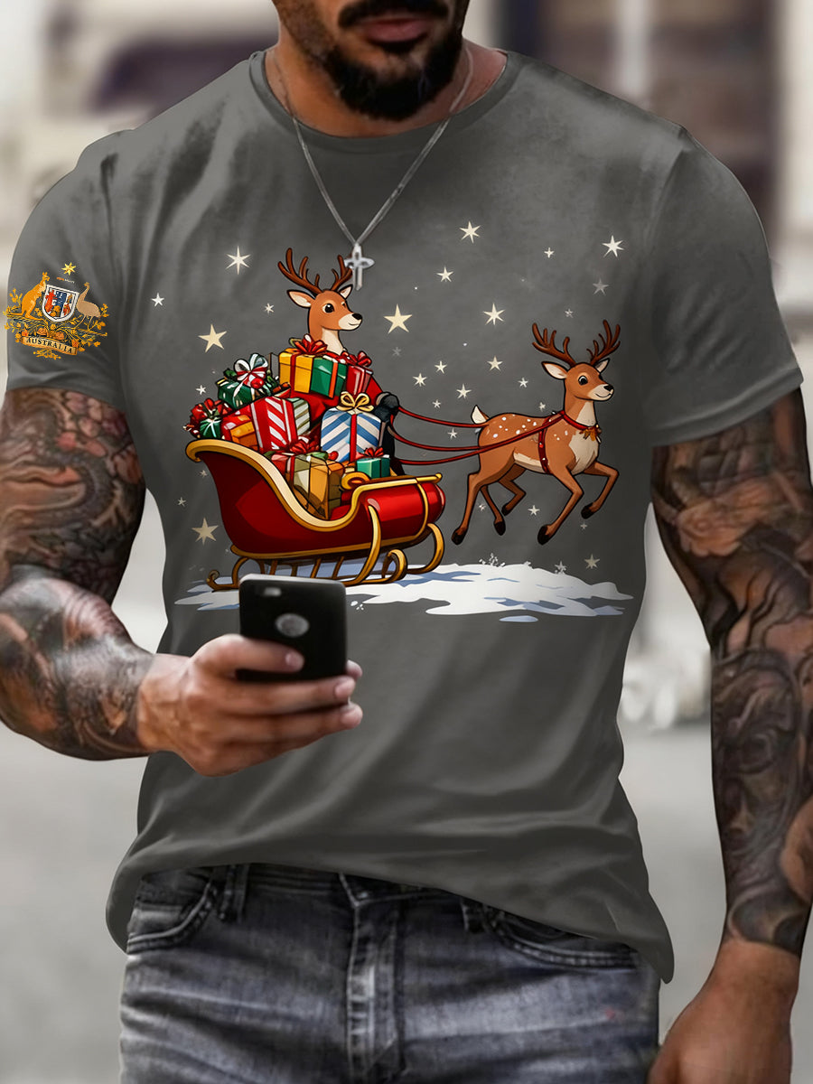 Men's Retro Australian Christmas Art Casual T-Shirt