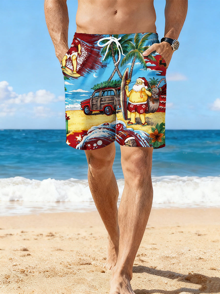 Men's Christmas Casual Drawstring Beach Shorts