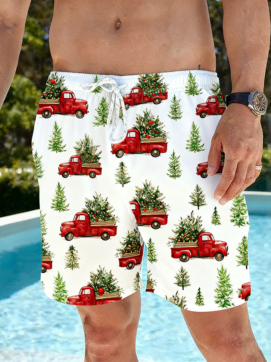 Men's Australian Christmas Art Print Summer Vacation Beach Surfing Shorts Swim Trunks
