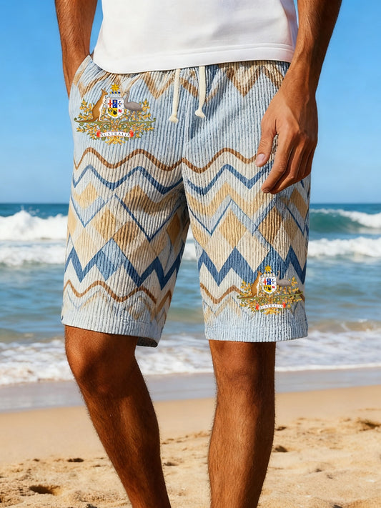 Men's Australian Christmas Art Print Summer Vacation Beach Surfing Shorts Swim Trunks