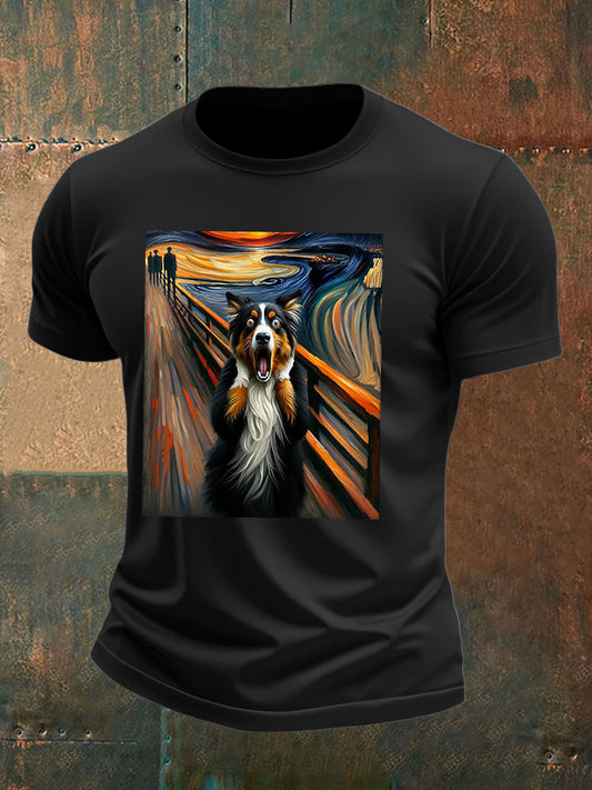 Men's Expressionist Artsy Dog Artistic Australian Shepherd T Shirt