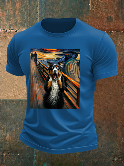 Men's Expressionist Artsy Dog Artistic Australian Shepherd T Shirt