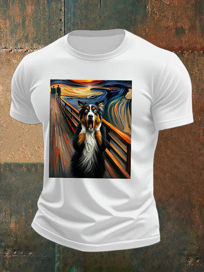 Men's Expressionist Artsy Dog Artistic Australian Shepherd T Shirt