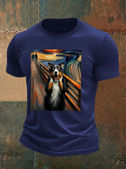 Men's Expressionist Artsy Dog Artistic Australian Shepherd T Shirt