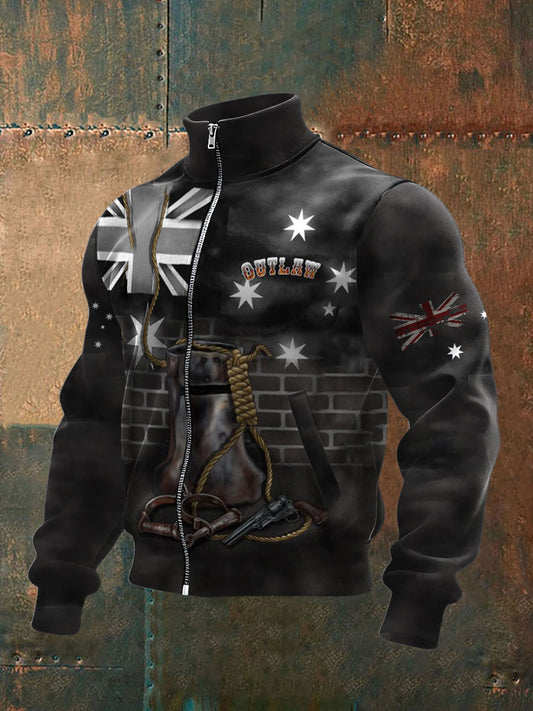 Men's AU Outlaw Flag Art Printed Coat