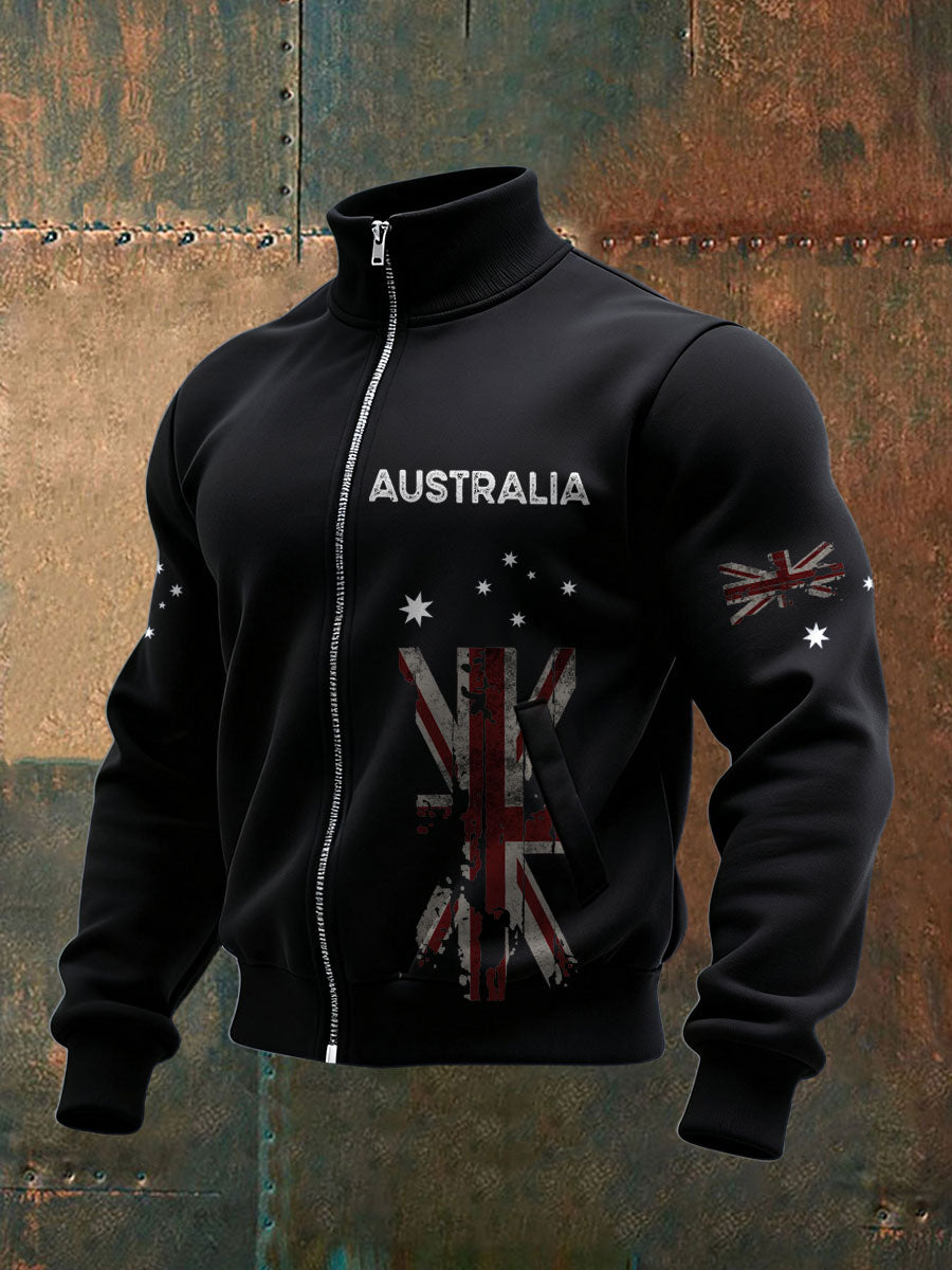 Men's AU Flag Art Printed Coat