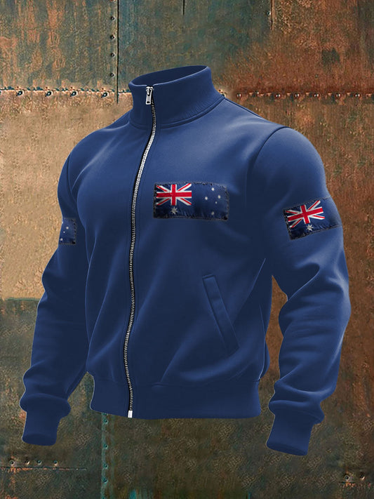 Men's AU Flag Art Printed Coat