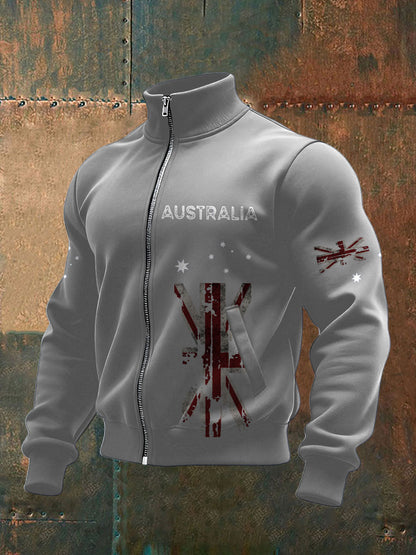 Men's AU Flag Art Printed Coat