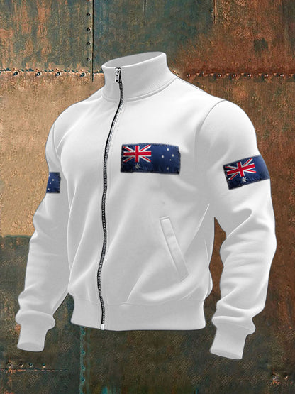 Men's AU Flag Art Printed Coat