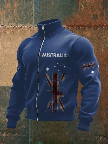 Men's AU Flag Art Printed Coat