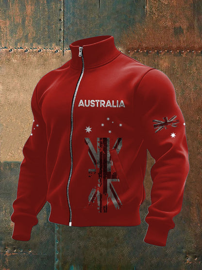 Men's AU Flag Art Printed Coat