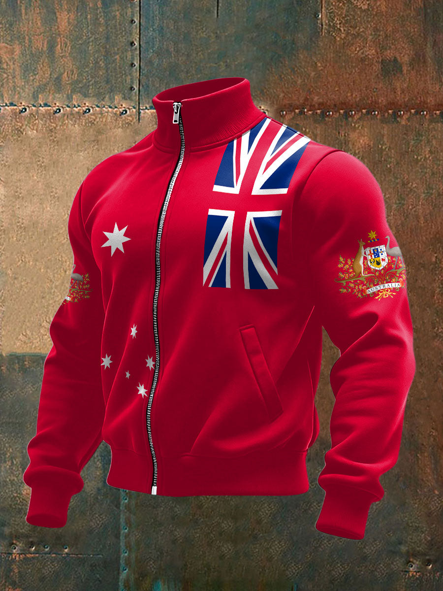 Men's AU Flag Art Printed Coat