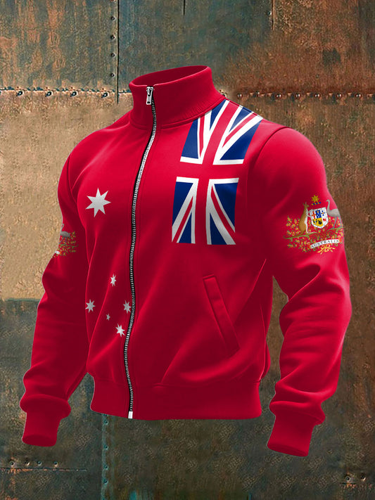 Men's AU Flag Art Printed Coat