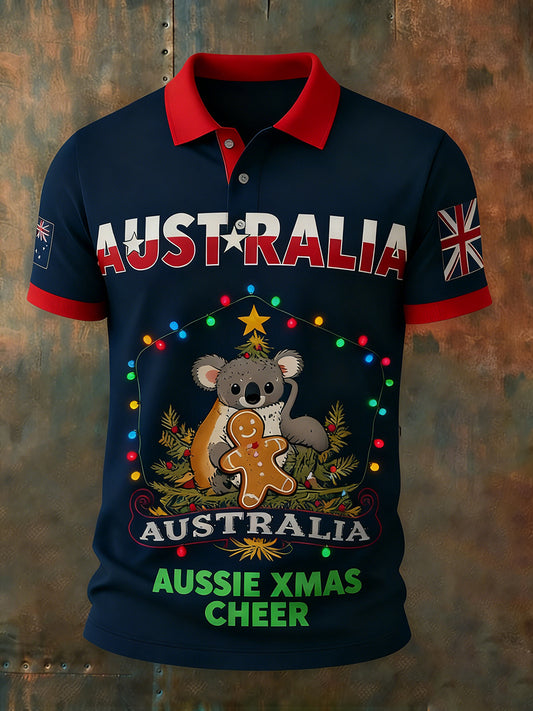 Men's Vintage Australian Holiday Smart Casual Polo Shirt