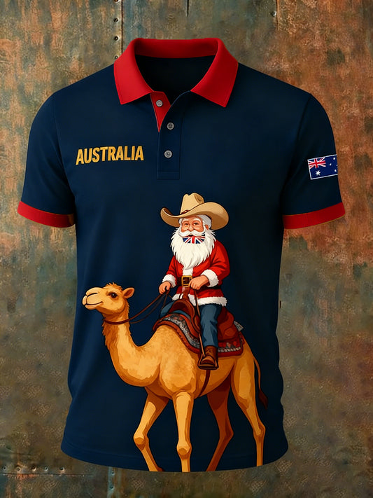 Men's Vintage Australian Holiday Smart Casual Polo Shirt