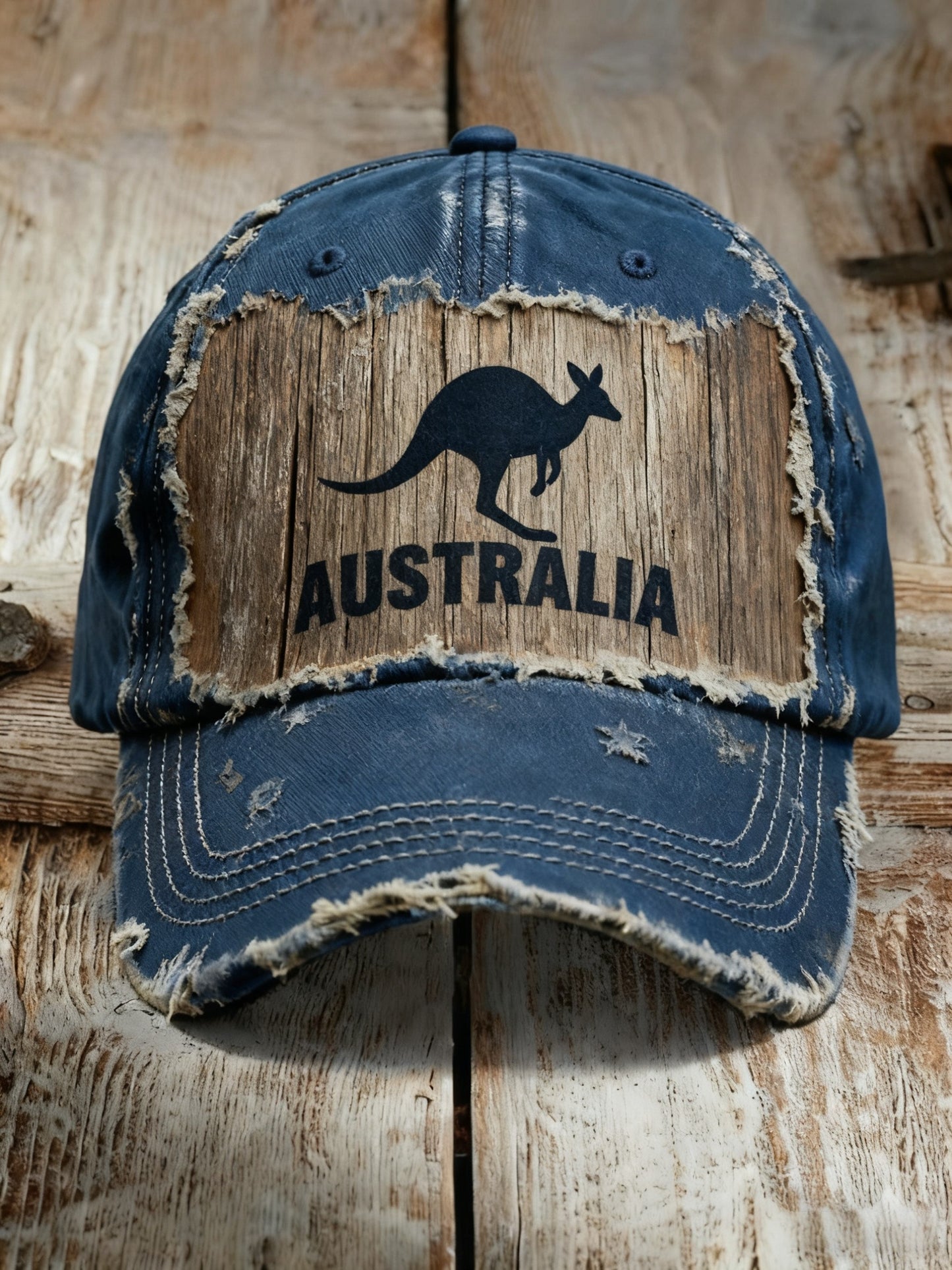 Retro Australian Kangaroo Emblem Washed Cap