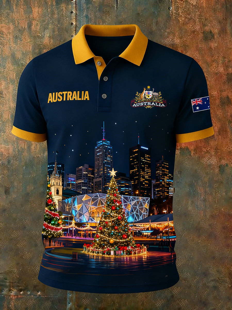 Men's Vintage Australian Holiday Smart Casual Polo Shirt