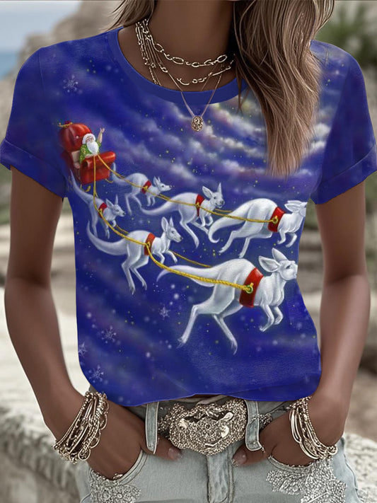 Women's AU Art Funny Koala Christmas Printed T-shirt