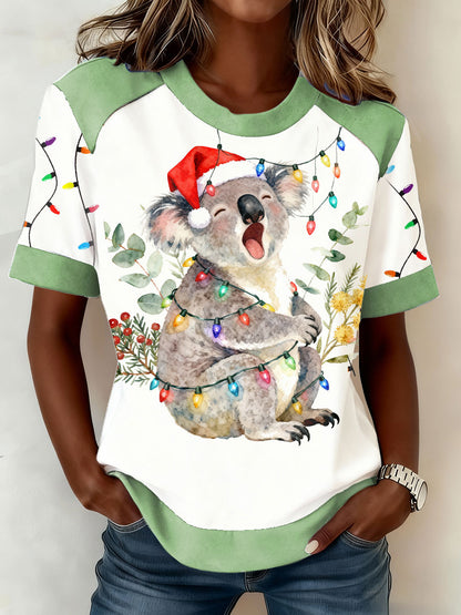 Women's AU Art Funny Koala Christmas Printed T-shirt