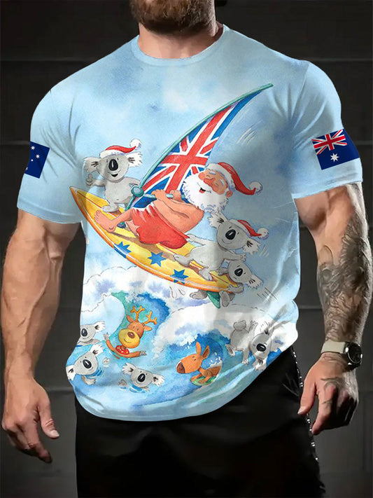 Men's AU Koala Christmas Art Printed T-shirt