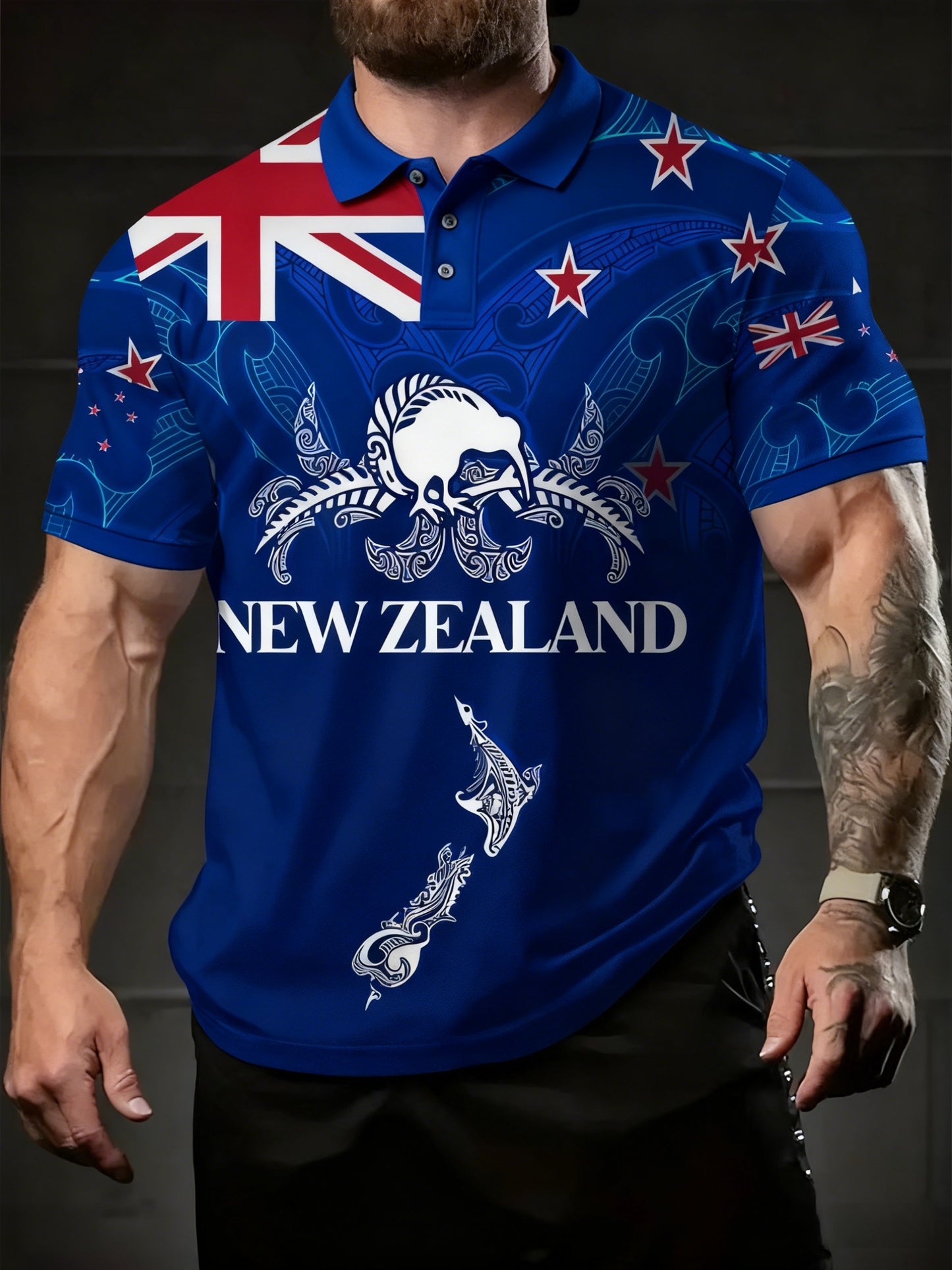 Retro New Zealand Maori Badge Casual Short-Sleeve T-Shirt