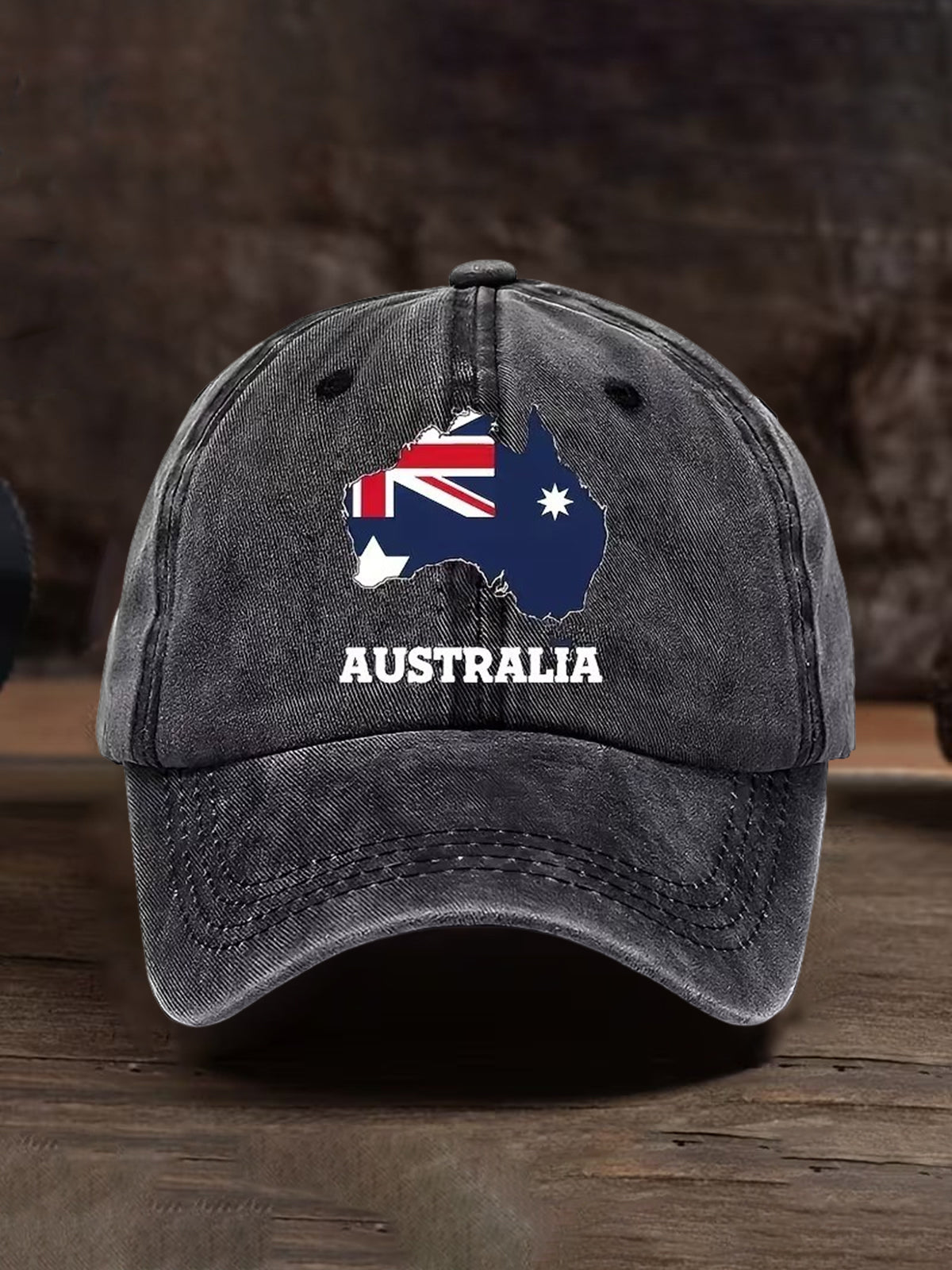 Vintage Australian Flag Badge Print Casual Washed Cap