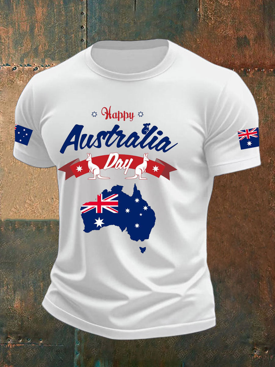 Men's Australia Day imitation cotton short-sleeved T-shirt