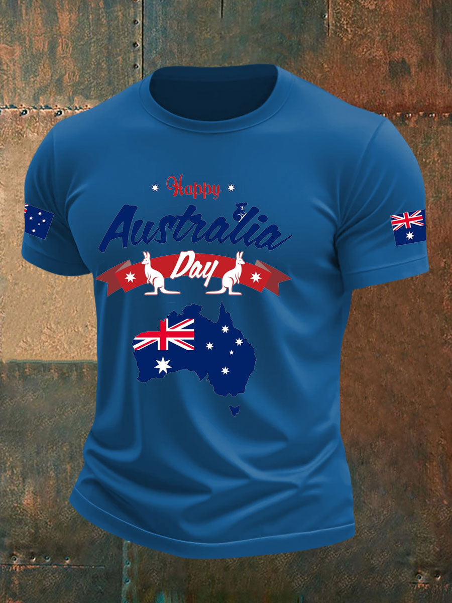 Men's Australia Day imitation cotton short-sleeved T-shirt