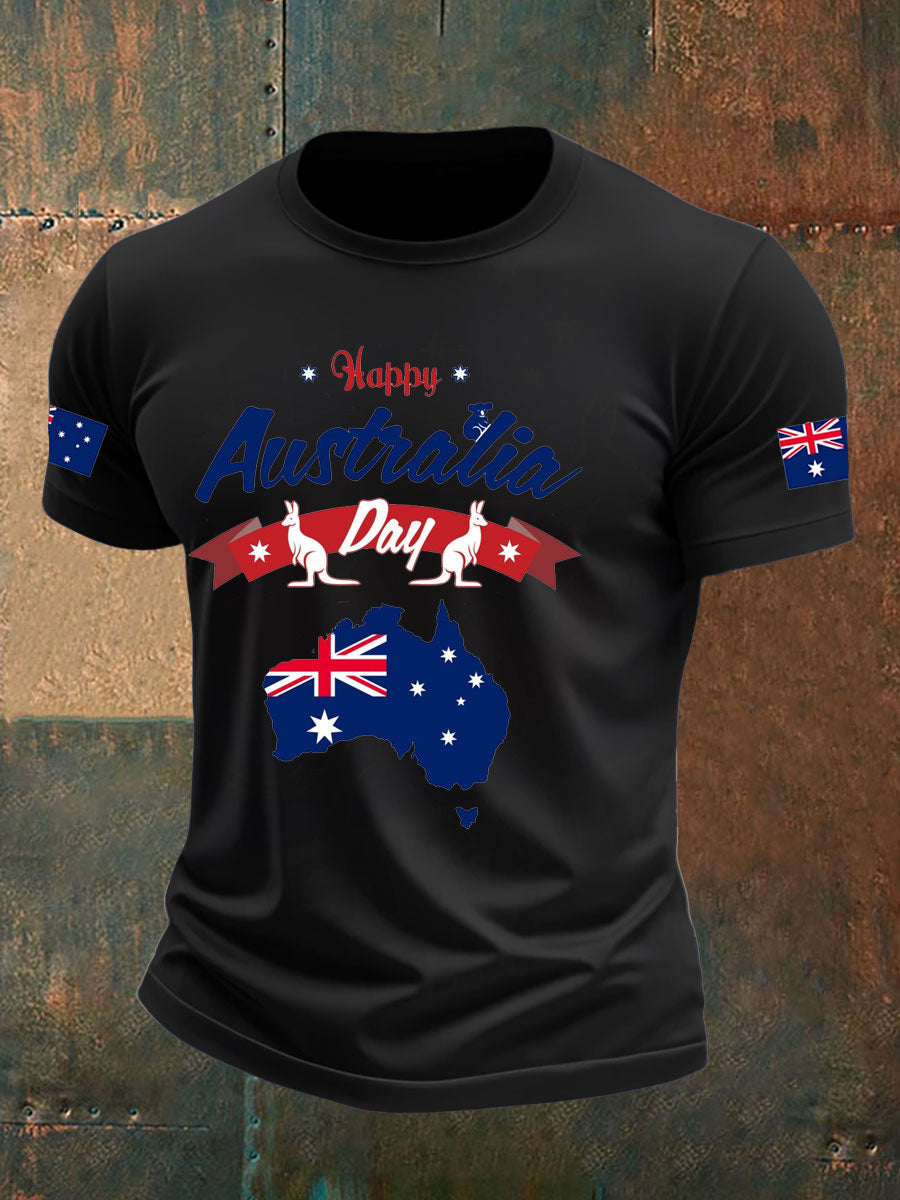 Men's Australia Day imitation cotton short-sleeved T-shirt