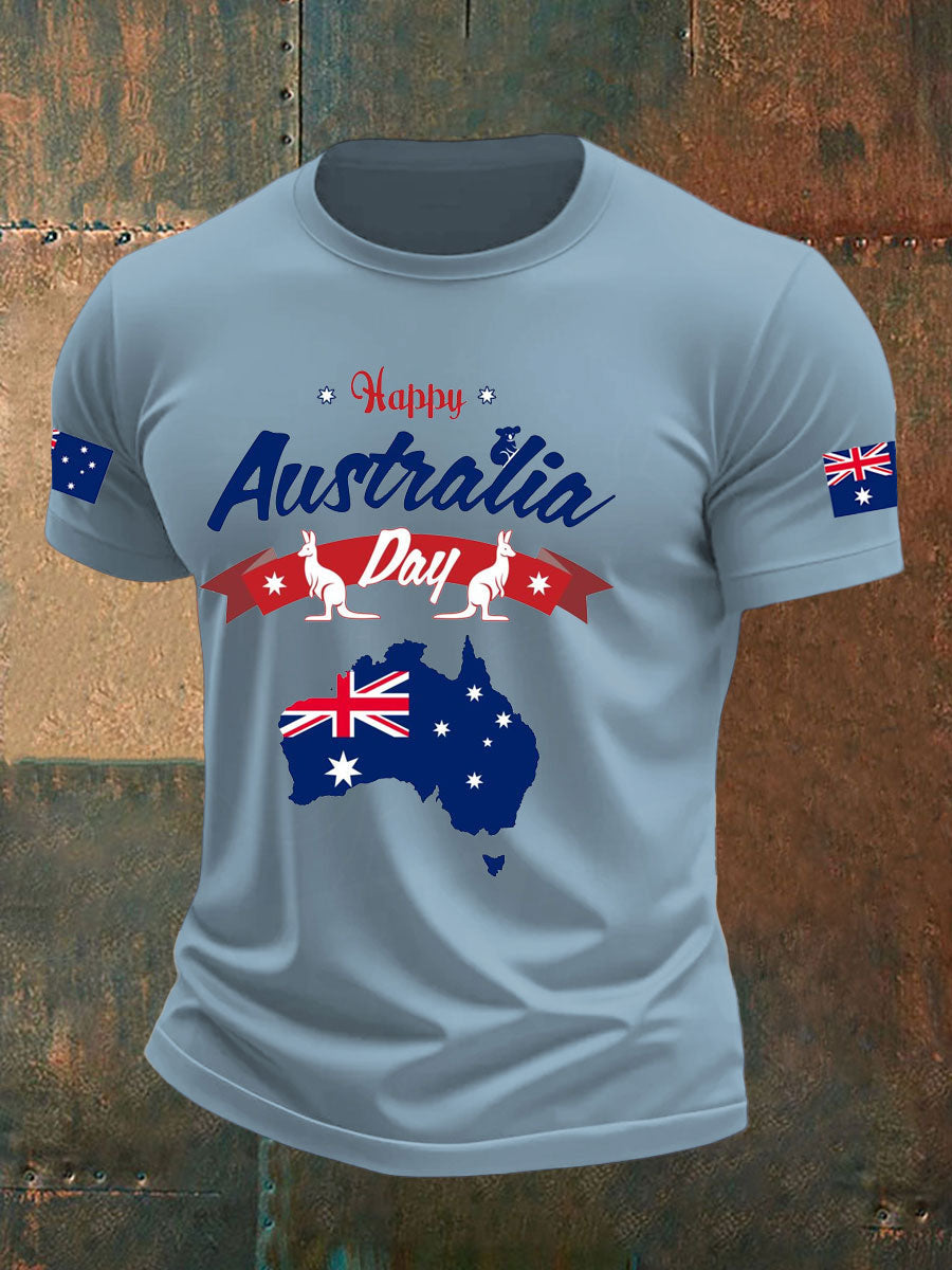 Men's Australia Day imitation cotton short-sleeved T-shirt