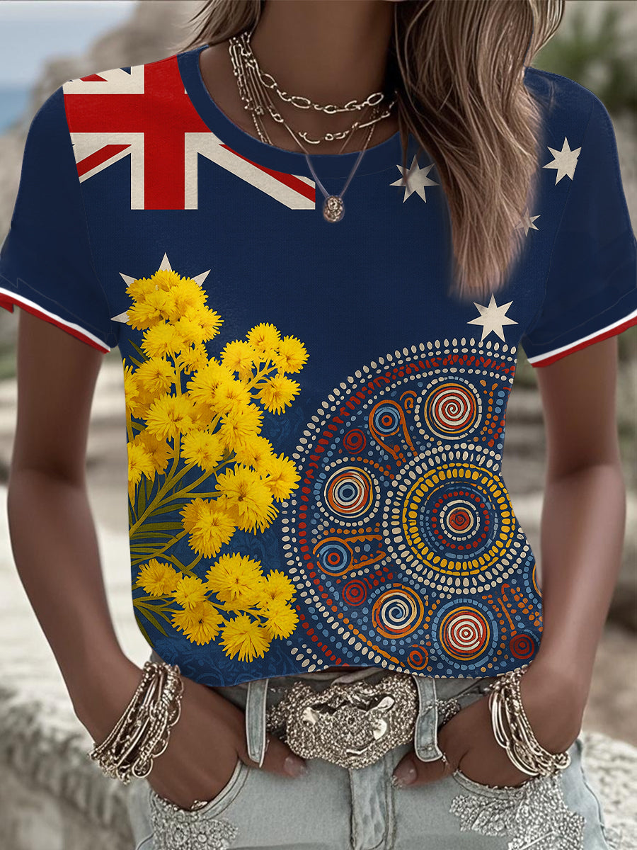 Women's AU Flag Art Printed T-shirt