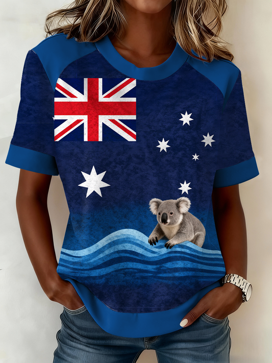 Women's AU Flag Art Printed T-shirt