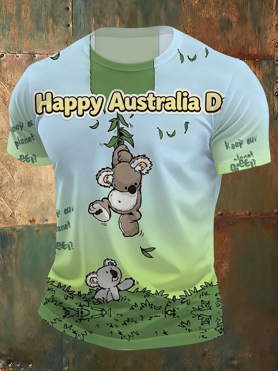 Men's Australian National Day Printed Casual T-Shirt