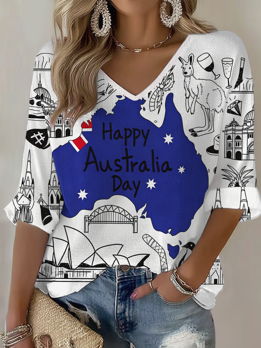 Women's Happy Australia Day Waffle T-shirt