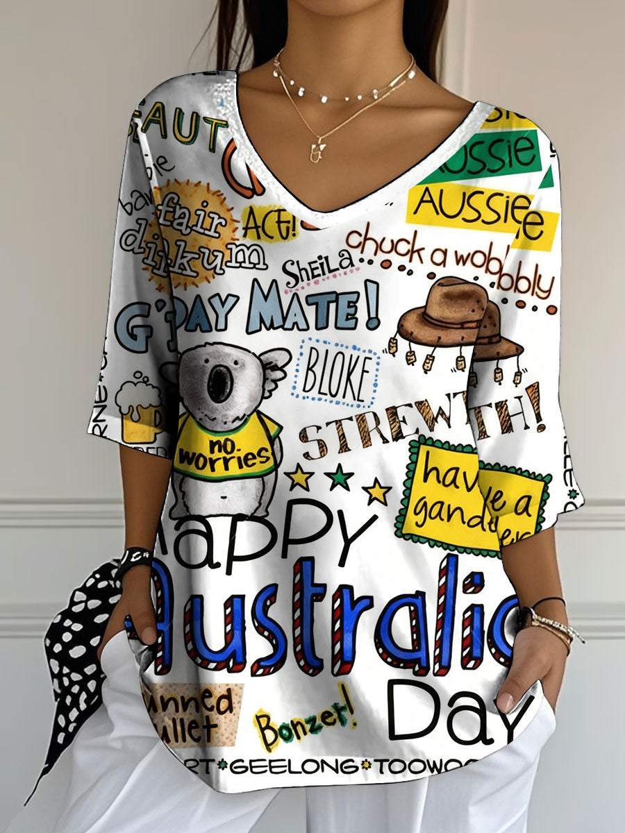 Women's Happy Australia Day Half-Sleeve T-Shirt