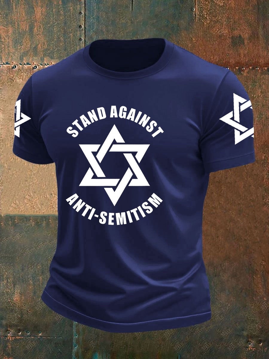 Men's Oppose antisemitism imitation cotton short-sleeved T-shirt