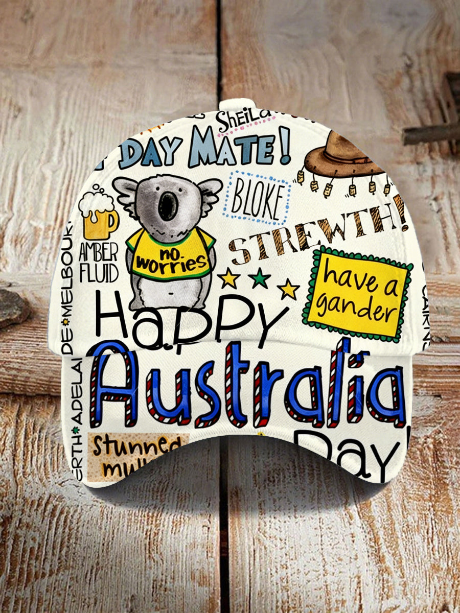 Unisex Happy Australia Day Print Hat