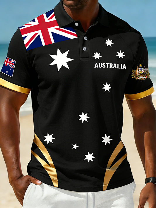 Men's Vintage Australian Holiday Smart Casual Polo Shirt