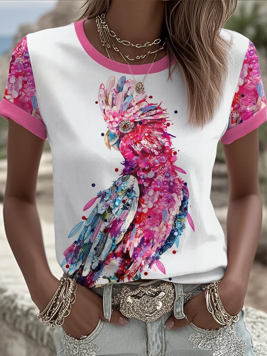 Women's Pink Cockatoo Aussie Proud Printed T-shirt