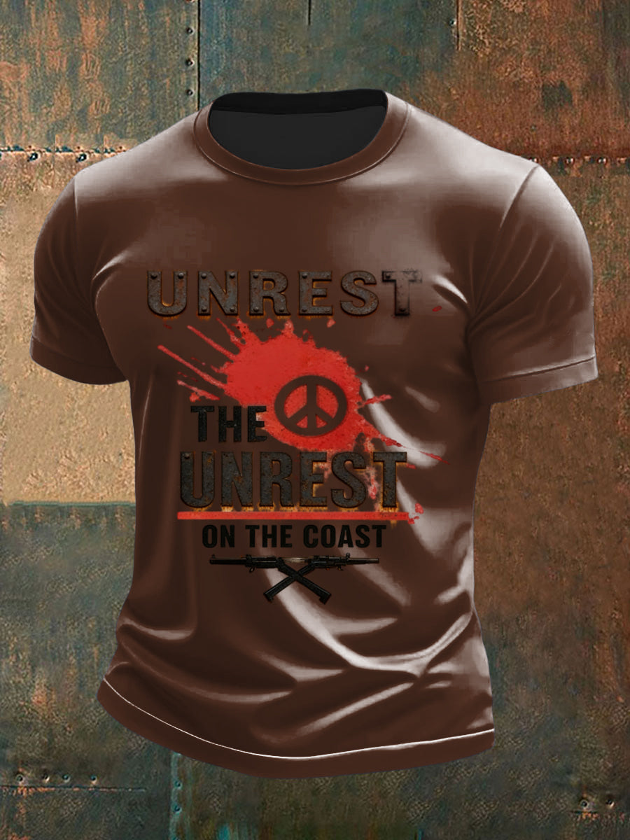 Men's  Vintage Australian Peace Bondi Beach Attack Shatters  Printed Casual Cotton Short Sleeve T-Shirt