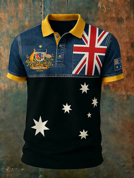 Men's Vintage Australian Holiday Smart Casual Polo Shirt