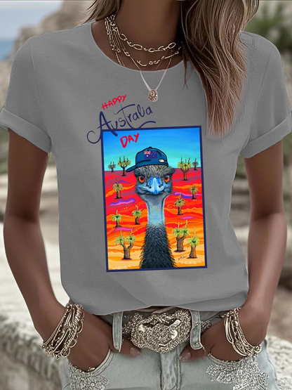 Women's Happy Australia Day Iron On Short Sleeve T-Shirt