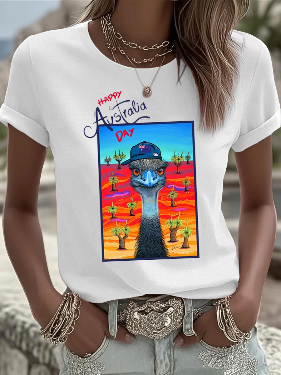 Women's Happy Australia Day Iron On Short Sleeve T-Shirt