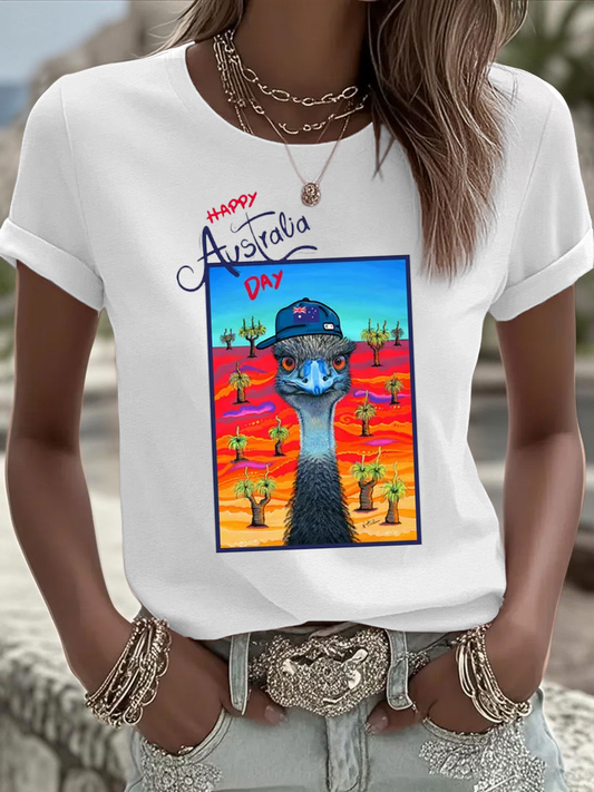 Women's Happy Australia Day Iron On Short Sleeve T-Shirt
